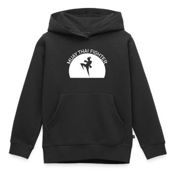 Boxe Combat Muay Thai - Sweat Premium à capuche enfant bio - noir - Devant - AI Model Kid Male (0cm)