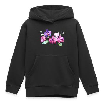 Belles orchidées tropicales fleurs tropicales - Sweat Premium à capuche enfant bio - noir - Devant - AI Model Kid Male (0cm)