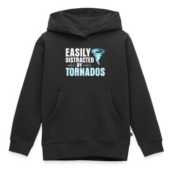Facilement distrait par les tornades météo météo - Sweat Premium à capuche enfant bio - noir - Devant - AI Model Kid Male (0cm)