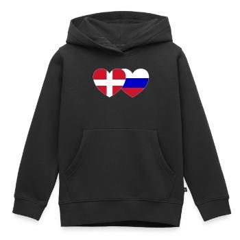 Denmark Russia Flag Heart - Kids Premium Organic Hoodie - black - Front - AI Model Kid Male (0cm)