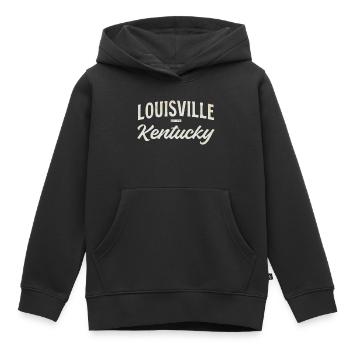 Lettrage vintage de Louisville, Kentucky - Sweat Premium à capuche enfant bio - noir - Devant - AI Model Kid Male (0cm)