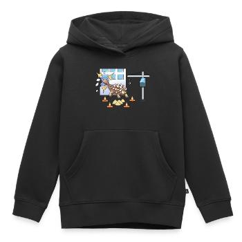 Grue de chantier Ankylosaurus cool Dino - Sweat Premium à capuche enfant bio - noir - Devant - AI Model Kid Male (0cm)