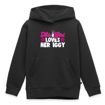Lévrier italien Greyhound Chiens - Sweat Premium à capuche enfant bio - noir - Devant - AI Model Kid Male (0cm)