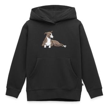Lévrier italien Greyhound Chiens - Sweat Premium à capuche enfant bio - noir - Devant - AI Model Kid Male (0cm)