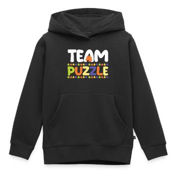 Puzzle fan puzzler puzzle pieces puzzle - Kids Premium Organic Hoodie - black - Front - AI Model Kid Male (0cm)