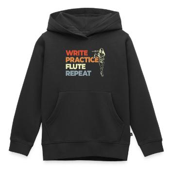 Write Practice Flute Repeat - Kinder Premium Organic Hoodie - Schwarz - Vorne - AI Model Kid Male (0cm)