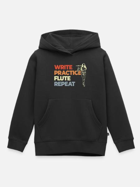 Write Practice Flute Repeat - Kinder Premium Organic Hoodie - Schwarz