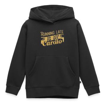 Spätes Cardio - Sport Humor - Kinder Premium Organic Hoodie - Schwarz - Vorne - AI Model Kid Male (0cm)