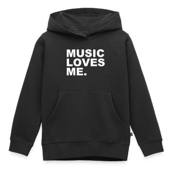 La musique m’aime - La musique m’aime - Sweat Premium à capuche enfant bio - noir - Devant - AI Model Kid Male (0cm)