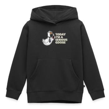 Serious Goose: Coffee, Tie & Grit - Kids Premium Organic Hoodie - black - Front - AI Model Kid Male (0cm)