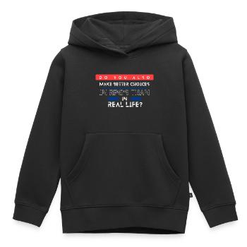Choisir la vie et les RPG - Sweat Premium à capuche enfant bio - noir - Devant - AI Model Kid Male (0cm)