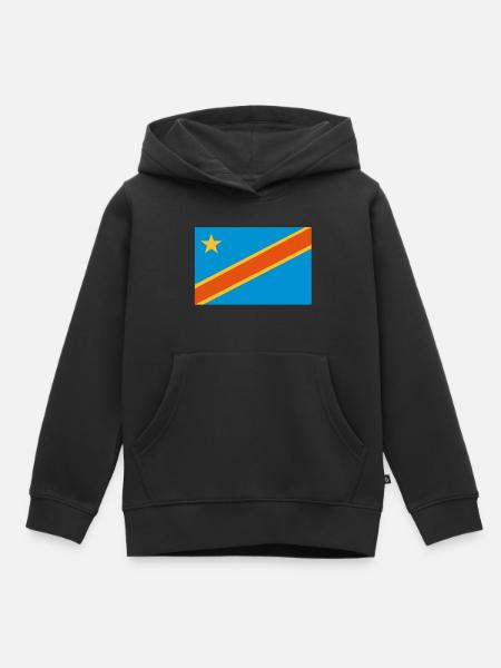 drapeau Congo Kinshasa - Congo flag - Sweat Premium à capuche enfant bio - noir