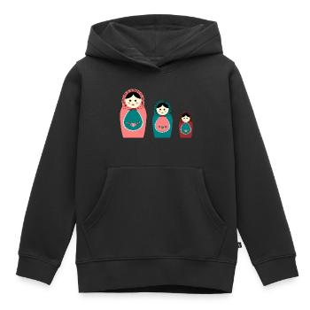Matroschka trio poupée russe jouets - Sweat Premium à capuche enfant bio - noir - Devant - AI Model Kid Male (0cm)