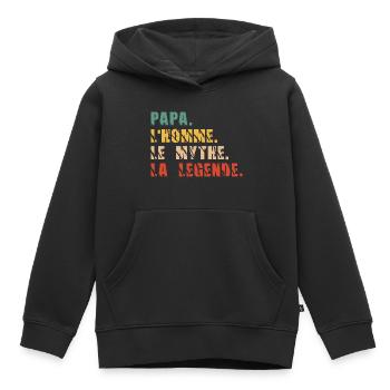 papa l'homme le mythe la légende - Sweat Premium à capuche enfant bio - noir - Devant - AI Model Kid Male (0cm)