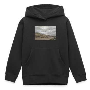 Lighthouse behind the dunes - Kids Premium Organic Hoodie - black - Front - AI Model Kid Male (0cm)