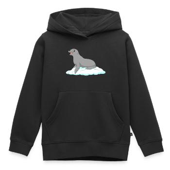 Robbe lachender Seehund See Hund Eisscholle Polar - Kinder Premium Organic Hoodie - Schwarz - Vorne - AI Model Kid Male (0cm)