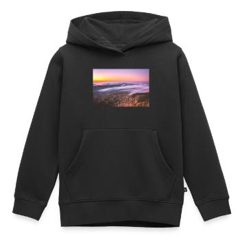 Lever de soleil épique depuis le sommet du mont Olympe - Sweat Premium à capuche enfant bio - noir - Devant - AI Model Kid Male (0cm)