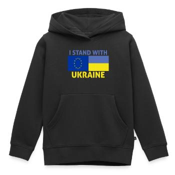 Europa unterstützt die Ukraine - Ich unterstütze die Ukraine - Kinder Premium Organic Hoodie - Schwarz - Vorne - AI Model Kid Male (0cm)