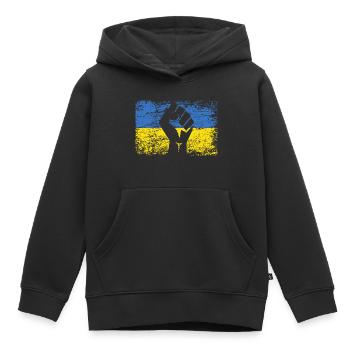 Unterstützung UKRAINE Unterstützung Ukraine Flagge Ukraine - Kinder Premium Organic Hoodie - Schwarz - Vorne - AI Model Kid Male (0cm)