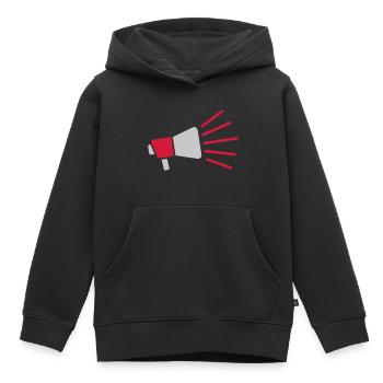 Symbole Mégaphone parole forte - Sweat Premium à capuche enfant bio - noir - Devant - AI Model Kid Male (0cm)