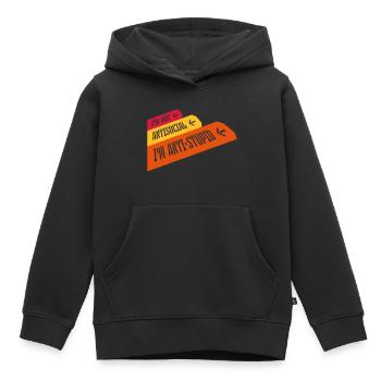 not antisocial anti stupid - Kids Premium Organic Hoodie - black - Front - AI Model Kid Male (0cm)