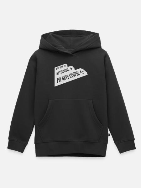 not antisocial anti stupid - Kinder Premium Organic Hoodie - Schwarz