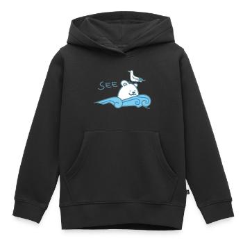Eisbär am Meer - Kinder Premium Organic Hoodie - Schwarz - Vorne - AI Model Kid Male (0cm)