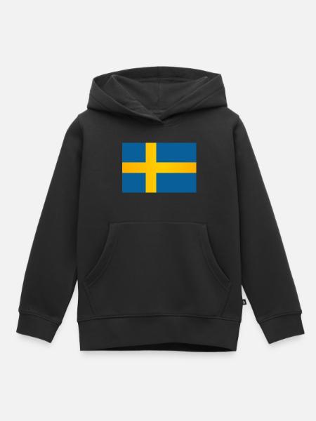 Ruotsin lippu - Hoodie Premium barn ekologisk - svart