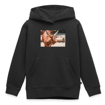 Ankole-Watusi or Ankole Longhorn Watussirind - Kids Premium Organic Hoodie - black - Front - AI Model Kid Male (0cm)