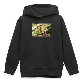 Sanglier (en allemand Wildschwein) Sus scrofa - Sweat Premium à capuche enfant bio - noir - Devant - AI Model Kid Male (0cm)