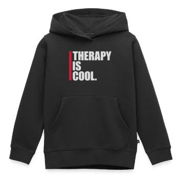 therapy is cool Quote - Kids Premium Organic Hoodie - black - Front - AI Model Kid Male (0cm)