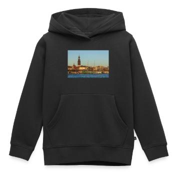 Elbe - Kinder Premium Organic Hoodie - Schwarz - Vorne - AI Model Kid Male (0cm)