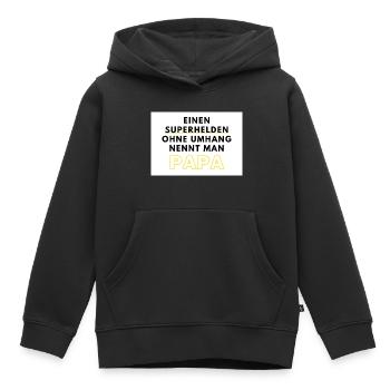 Einen Superhelden ohne Umhang nennt man Papa - Kinder Premium Organic Hoodie - Schwarz - Vorne - AI Model Kid Male (0cm)