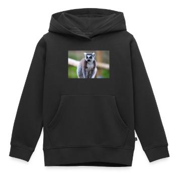 Lémurien à queue annelée (en allemand Katta) Lémurien catta - Sweat Premium à capuche enfant bio - noir - Devant - AI Model Kid Male (0cm)