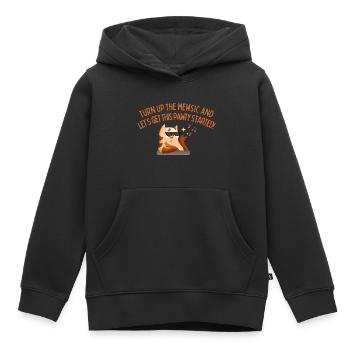 Drehen Sie das Mewsic auf - Kinder Premium Organic Hoodie - Schwarz - Vorne - AI Model Kid Male (0cm)