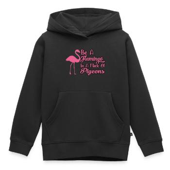 Soyez un flamant rose dans un troupeau de pigeons - Sweat Premium à capuche enfant bio - noir - Devant - AI Model Kid Male (0cm)