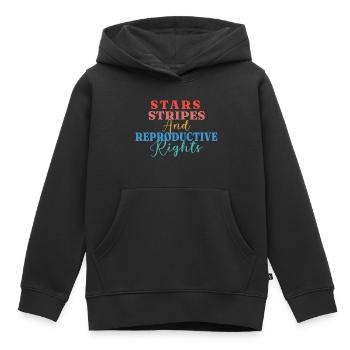 Star stripes and reproduction rights - Kids Premium Organic Hoodie - black - Front - AI Model Kid Male (0cm)