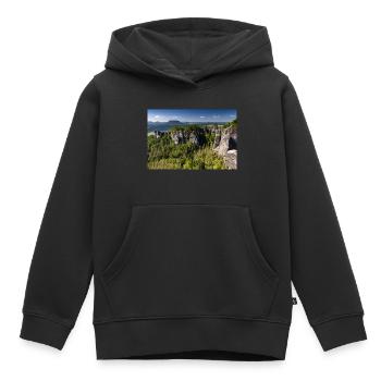 Bastei en Suisse saxonne - Sweat Premium à capuche enfant bio - noir - Devant - AI Model Kid Male (0cm)
