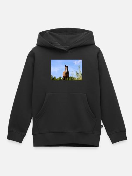 Pferd - Kinder Premium Organic Hoodie - Schwarz