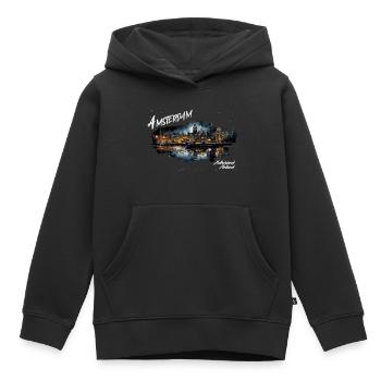 Amsterdam Ville Pays-Bas Pays-Bas - Sweat Premium à capuche enfant bio - noir - Devant - AI Model Kid Male (0cm)
