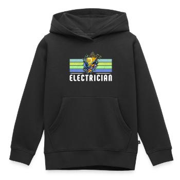 Électricien Électricien Technicien d’éclairage Lampe - Sweat Premium à capuche enfant bio - noir - Devant - AI Model Kid Male (0cm)