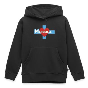 Ich liebe Marseille - Kinder Premium Organic Hoodie - Schwarz - Vorne - AI Model Kid Male (0cm)