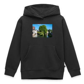 Stadtbild von Esslingen am Neckar von der Agnesbrücke aus - Kinder Premium Organic Hoodie - Schwarz - Vorne - AI Model Kid Male (0cm)