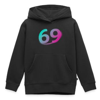 Nummer 69 mehrfarbig - Kinder Premium Organic Hoodie - Schwarz - Vorne - AI Model Kid Male (0cm)