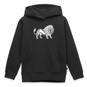 Lion magnifique - Dessin au trait puissant - Sweat Premium à capuche enfant bio - noir - Devant - AI Model Kid Male (0cm)