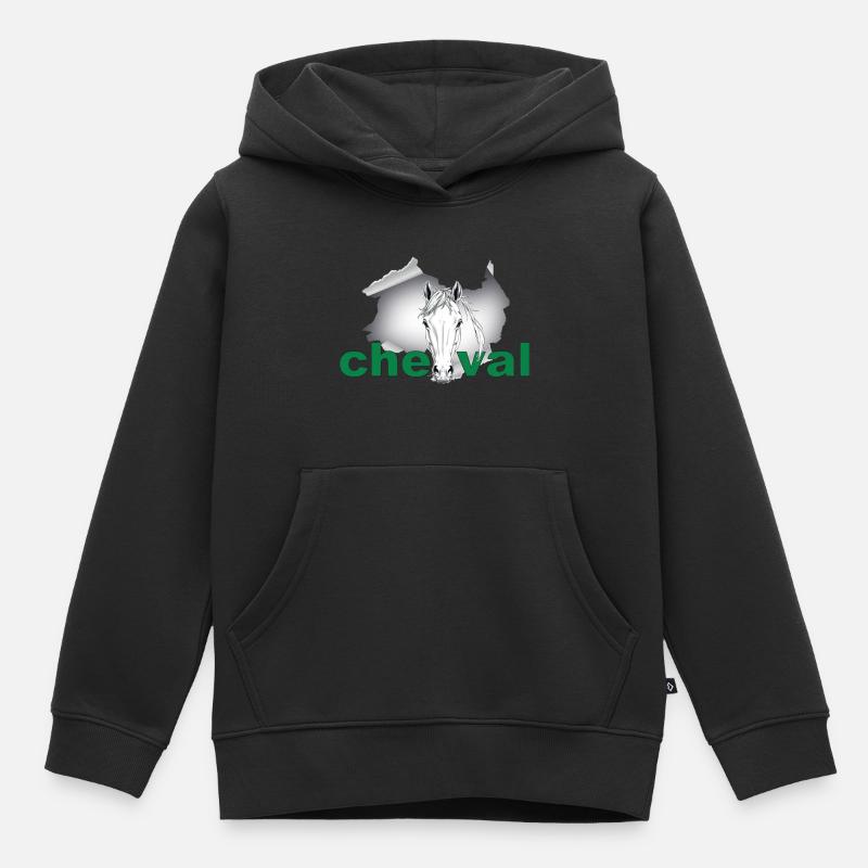 Cheval - Sweat Premium à capuche enfant bio - noir