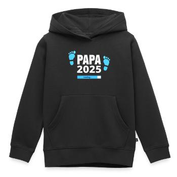 Papa 2025 Loading - Cadeau pour les futurs pères - Sweat Premium à capuche enfant bio - noir - Devant - AI Model Kid Male (0cm)