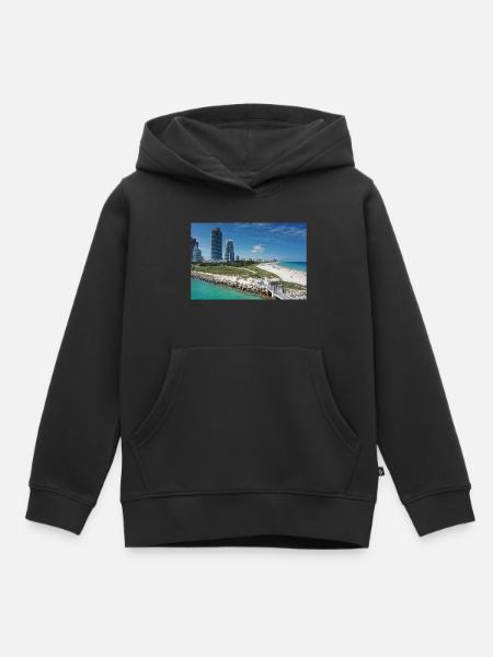 Miami Beach Piermit Wolkenkratzer - Kinder Premium Organic Hoodie - Schwarz