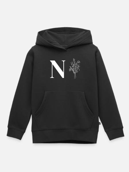 Minimalistische Blumen - Kinder Premium Organic Hoodie - Schwarz