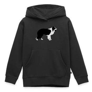 Border Collie - Sweat Premium à capuche enfant bio - noir - Devant - AI Model Kid Male (0cm)